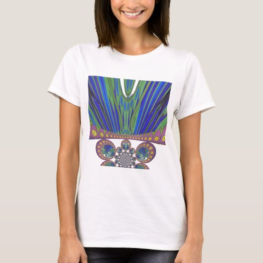 African Blue Paarse Decorative Art Design Print T-shirt (Voorkant)