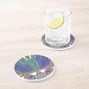 African Blue Paarse Decorative Art Design Print Zandsteen Onderzetter