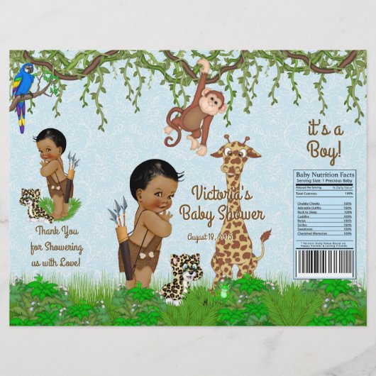 African Boy Safari Baby shower Chip Bag Wrapper Flyer (Voorkant)