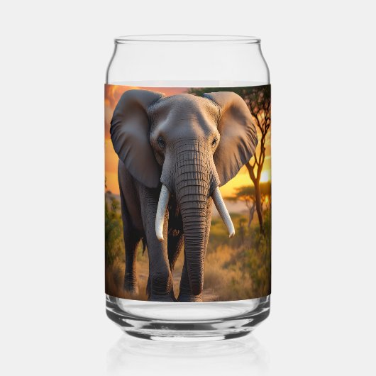 African Bull Elephant Blikvorm Glas (Voorkant)