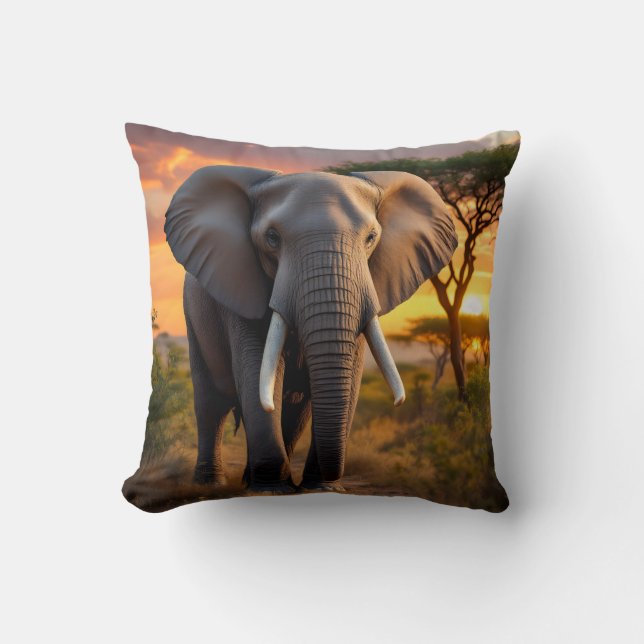 African Bull Elephant Pillow Kussen (Voorkant)