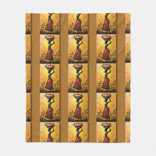 African Canvas Kunstwerk voor Gooi Dekens-Kussens Fleece Deken (Voorkant)