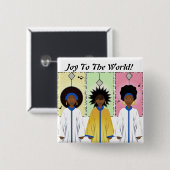 African Carolers Singers KerstChoir Vierkante Button 5,1 Cm (Voorkant /achterkant)
