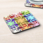 African Checkered Pop art Cultuur kleurrijk patroo Bier Onderzetter (Linkerzijde)