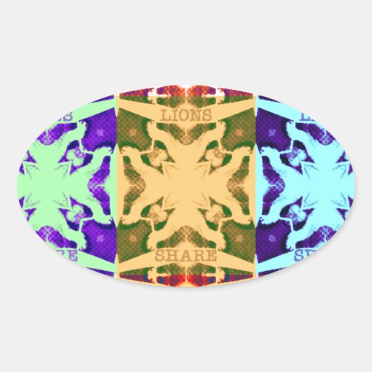 African Checkered Pop art Cultuur kleurrijk patroo Ovale Sticker (Voorkant)