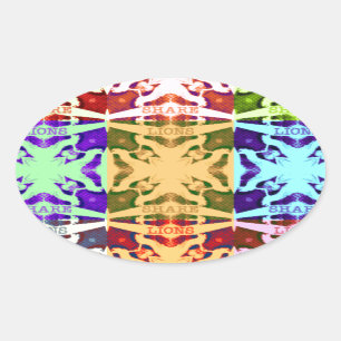 African Checkered Pop art Cultuur kleurrijk patroo Ovale Sticker