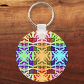African Checkered Pop art Cultuur kleurrijk patroo Sleutelhanger (Voorkant)