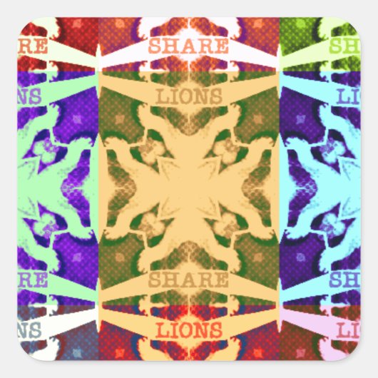 African Checkered Pop art Cultuur kleurrijk patroo Vierkante Sticker (Voorkant)