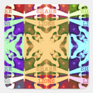 African Checkered Pop art Cultuur kleurrijk patroo Vierkante Sticker