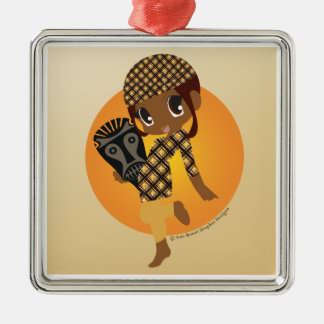 African Chibi kerstversiering Metalen Ornament