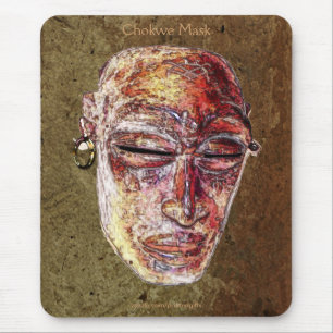 African Chokwe Tribal Mask Art Mousepad Muismat