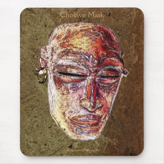 African Chokwe Tribal Mask Art Mousepad Muismat (Voorkant)
