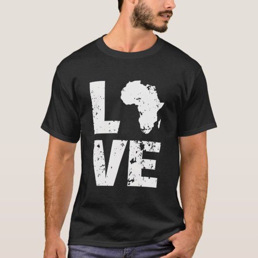 African Continent Map I Love Africa T-shirt (Voorkant)