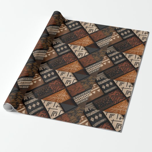 African culture designs on diagonal shapes tiled cadeaupapier (Uitgerold)