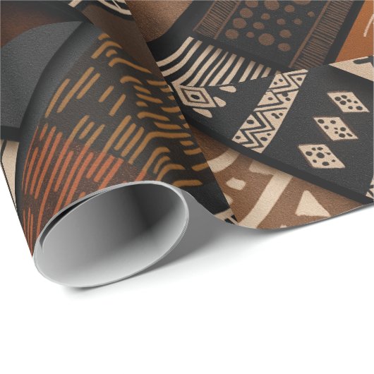 African culture designs on diagonal shapes tiled cadeaupapier (Rol Hoek)