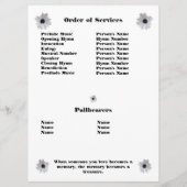 African Daisies Memorial Service Photo | Quote Programmakaart (Achterkant)