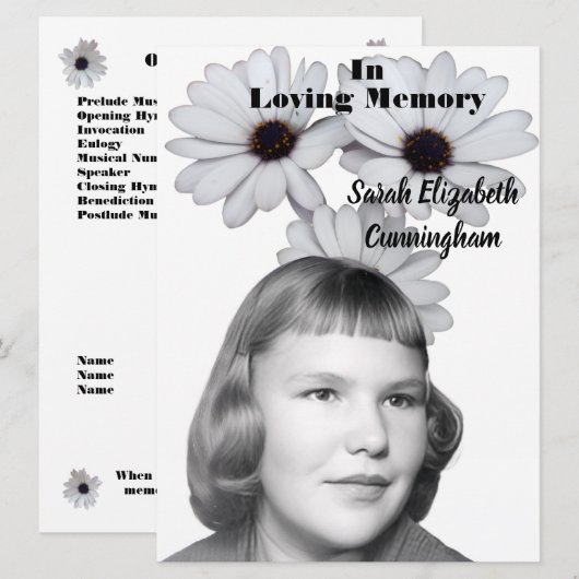African Daisies Memorial Service Photo | Quote Programmakaart (Voorkant / Achterkant)
