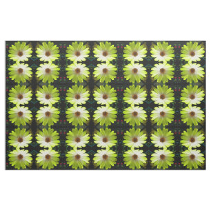 African Daisy Fluorescent Yellow Floral gepatteree Stof