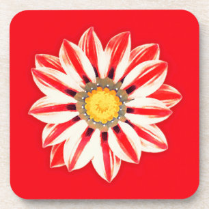 African Daisy/Gazania - Rode en witte streep Bier Onderzetter
