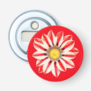 African Daisy/Gazania - Rode en witte streep Button Flesopener