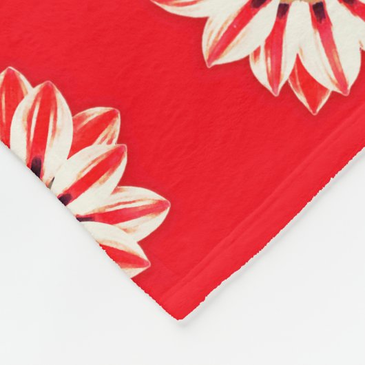 African Daisy/Gazania - Rode en witte streep Fleece Deken (Hoek)