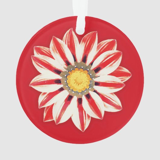 African Daisy/Gazania - Rode en witte streep Ornament (achterkant)