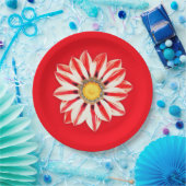 African Daisy/Gazania - Rode en witte streep Papieren Bordje (Feest)