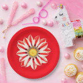 African Daisy/Gazania - Rode en witte streep Papieren Bordje (Feest)