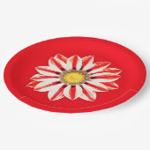 African Daisy/Gazania - Rode en witte streep Papieren Bordje (Gekanteld)