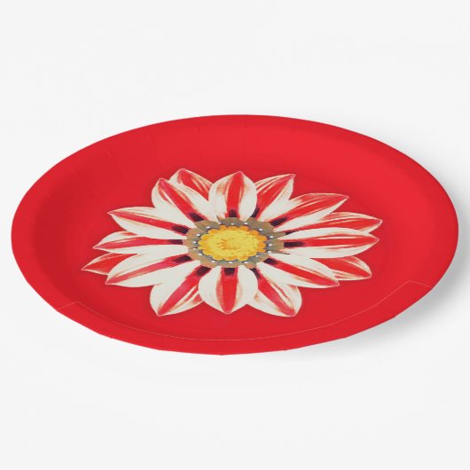 African Daisy/Gazania - Rode en witte streep Papieren Bordje (Gekanteld)