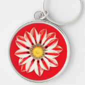 African Daisy/Gazania - Rode en witte streep Sleutelhanger (Voorkant)