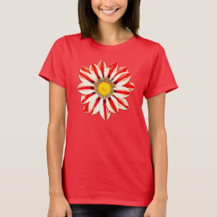 African Daisy/Gazania - Rode en witte streep T-shirt
