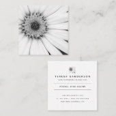 African Daisy Monochrome Floral Vierkante Visitekaartje (Voorkant / Achterkant)