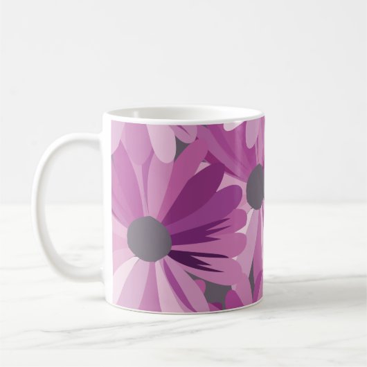 African Daisy Pattern Flowers Koffiemok (Links)