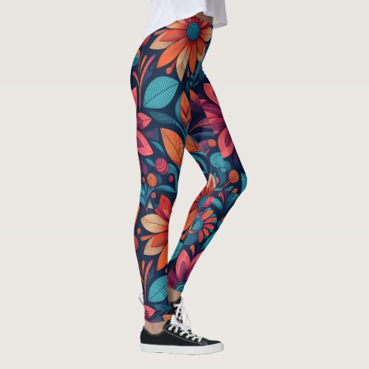 African Daisy Pattern Fris en levendig Leggings (Rechts)