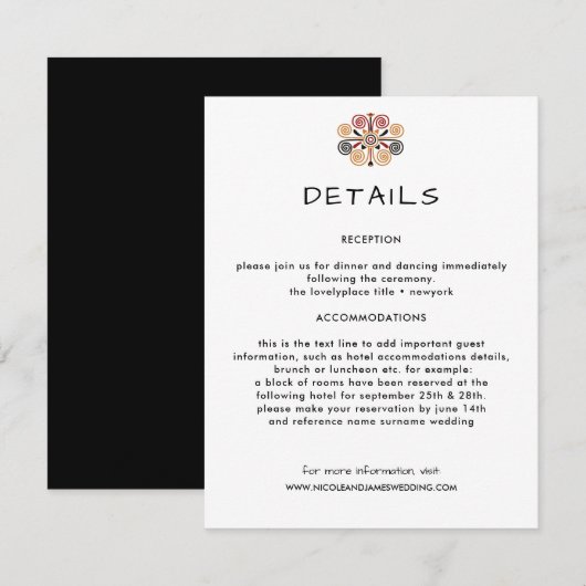 African Decor Wedding Information Guest Informatiekaartje (Voorkant / Achterkant)