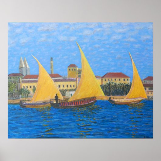 African Dhow at Zanzibar Poster (Voorkant)