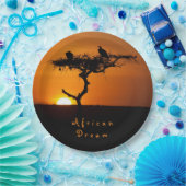 African Dream sunset romantic foto met tekst Papieren Bordje (Feest)