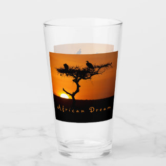 African Dream sunset romantic foto with text Glas