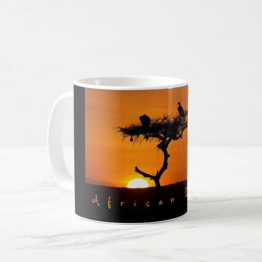 African Dream sunset romantic foto with text Koffiemok (Voorkant links)