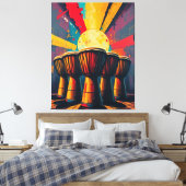 African Drums Wall Art – gedurfde Abstracte muziek Canvas Afdruk (Insitu (Slaapkamer))