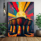 African Drums Wall Art – gedurfde Abstracte muziek Canvas Afdruk
