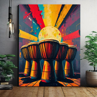 African Drums Wall Art – gedurfde Abstracte muziek Canvas Afdruk
