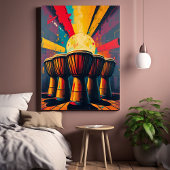 African Drums Wall Art – gedurfde Abstracte muziek Canvas Afdruk