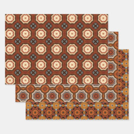 African Earth Naadloze Etnische Patroon Set 2 Inpakpapier Vel