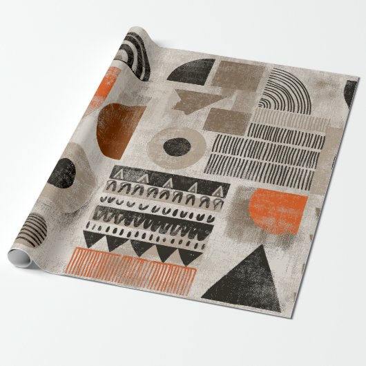 African elements in muted colors cadeaupapier (Uitgerold)