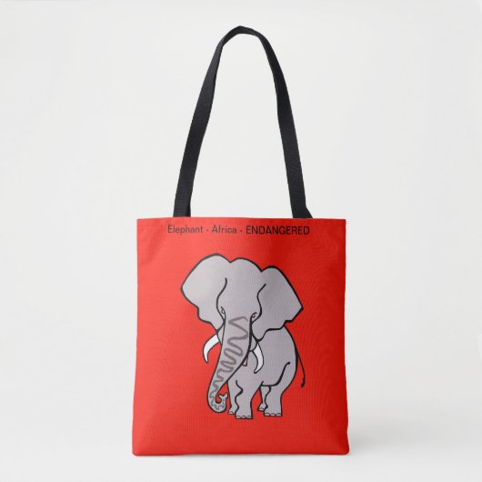 African ELEPHANT - Bedreigd dier - Natuur - Rood Tote Bag (Voorkant)