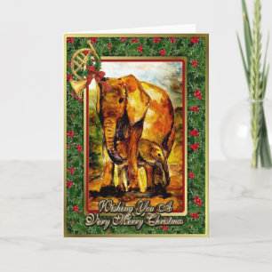 African Elephant Blank Christmas Kaart