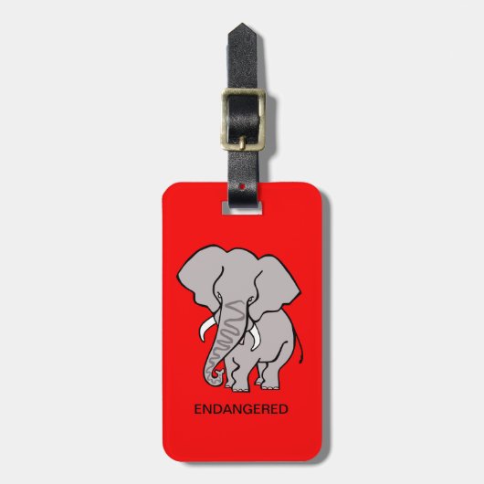 African ELEPHANT - Dierenactivist - Rood Bagagelabel (Voorkant verticaal)