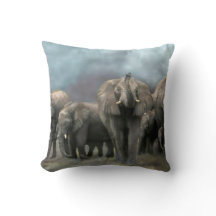 African Elephant Family Art Designer Pillow